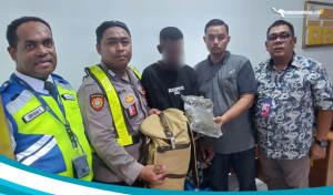 Polsek Bandara Sentani Berhasil Amankan Seorang Pemuda yang Membawa 7 Bungkus Ganja